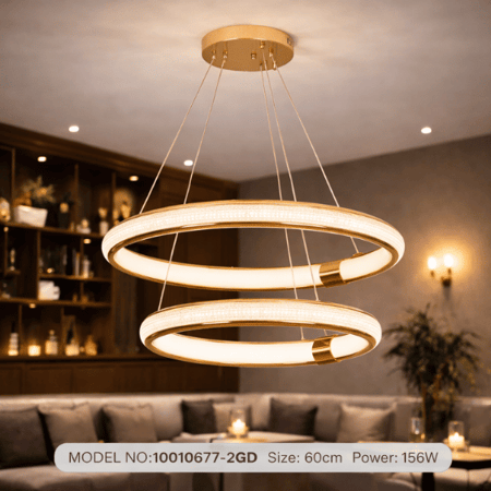 نجف ليد دائري مزدوج مودرن ذهبي م/101175-2GD ماركة بفكو