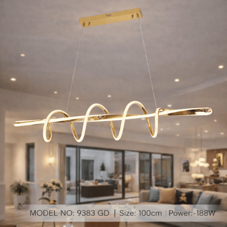 نجف ليد خطي حلزوني مودرن ذهبي م/9383GD ماركة بفكو
