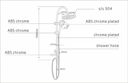 ماسورة دش ذهبي دائري مع سماعة يد وصبانة