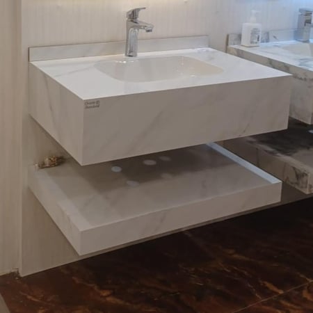 "مغسلة بورسلان حوض ليزر مقاس 80ابيض رخامي لامع "