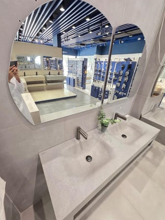 مغسلة بورسلان حوضين HOT BENDING حوض رمادي