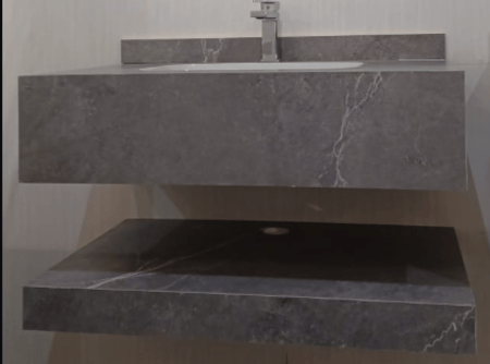 "مغسلة بورسلان حوض ليزر OS196 مقاس 80 سم رمادي غامق  "