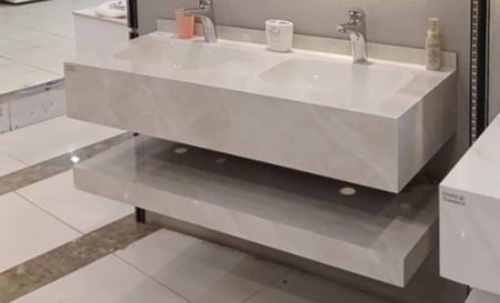 "مغسلة بورسلان حوض ليزر ابيض رخامي لامع OS176 مقاس 120 سم