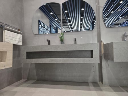 مغسلة بورسلان حوضين HOT BENDING حوض رمادي