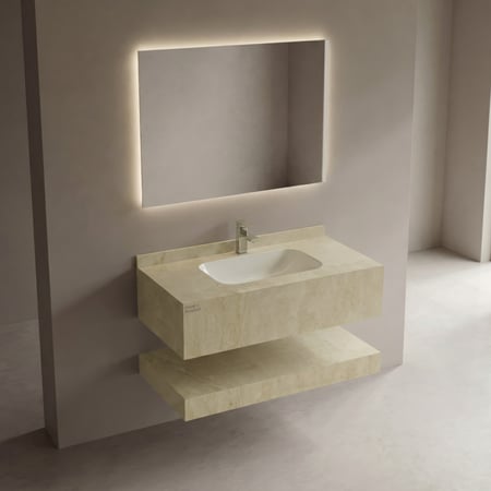 مغسلة حجر حوض سيراميك سيملس OS176   816209 بيج فاتح لامع