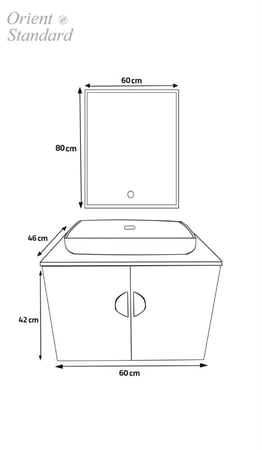مغسلة خشب OS231-60-13 PW صيني ORIENT STANDARD خشبي (سطح رخام+حوض فوق+رف) 02310211