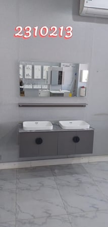 مغسلة خشب رمادي لؤلؤي مقاس 120سم