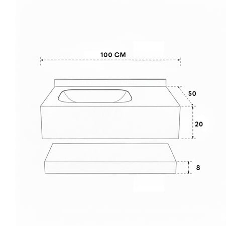 مغسلة بورسلان حوض سيراميك ليزر OS176 المقاس 100 سم اللون بيج فاتح لامع PW816209