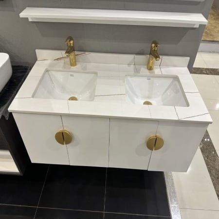 مغسلة خشب أبيض مقاس 120سم