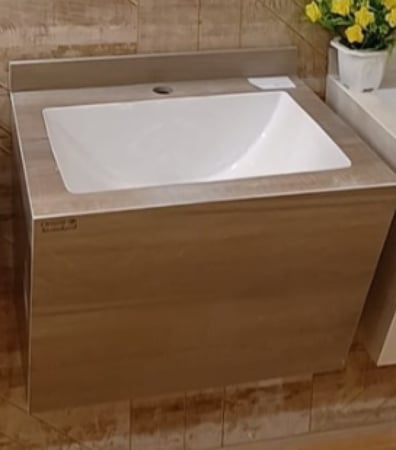 مغسلة تعليق بورسلان OS185 حوض ليزر  المقاس 50 سم اللون بني فاتح خشبي مطفي PM816211