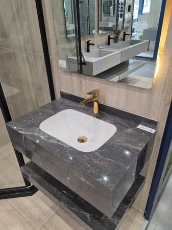 مغسلة بورسلان  اسود بماء الذهب 80 سم