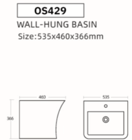 مغسلة سيراميك تعليق سعودي OS429 ابيض 366*46*53.5سم مربع -WK-212
