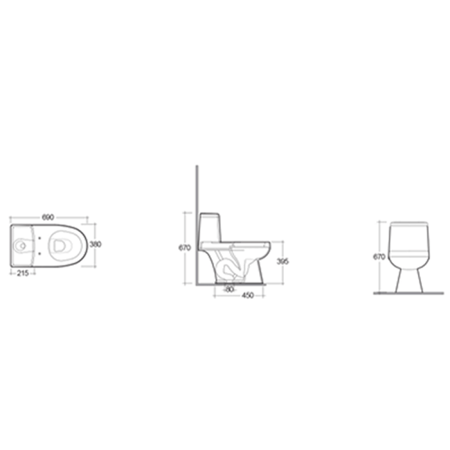 كرسي افرنجي ارضي URBWC1600AWHA اماراتي RAK URBAN ابيض بيضاوي 69*38 سم
