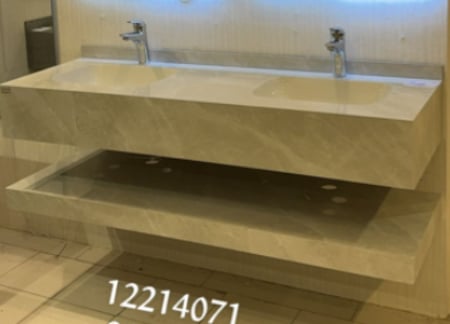 "مغسلة بورسلان حوض ليزرOS176 مقاس 150سم رمادي مرخم لامع "