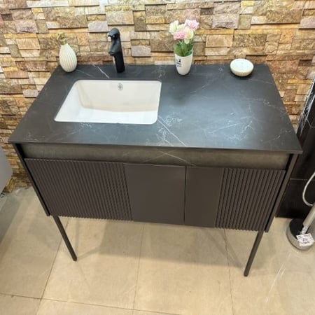 مغسلة دولاب خشب أسود 120 سم