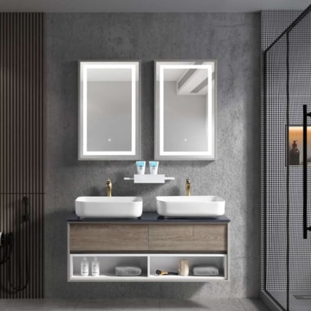 مغسلة دولاب خشب أبيض رمادي 120 سم