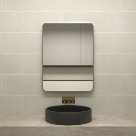 مراية عادية ONE LR-05 صيني 50*70 سم مستطيل اطار الومنيوم رمادي