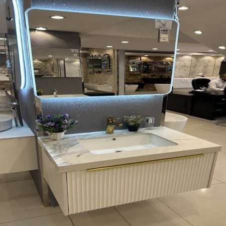 مغسلة دولاب خشب أبيض 80 سم