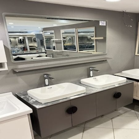 مغسلة خشب رمادي لؤلؤي مقاس 120سم