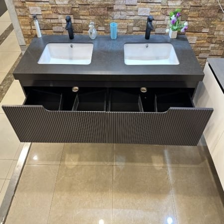 مغسلة دولاب خشب حوضين  أسود 160سم