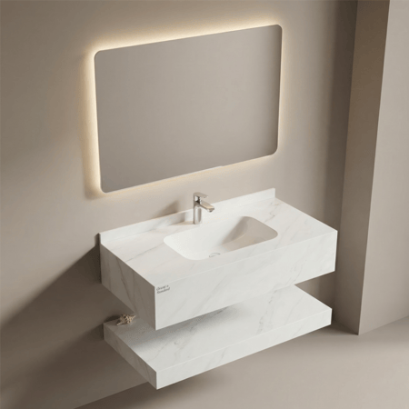 "مغسلة بورسلان حوض  ليزر مقاس 80ابيض رخامي لامع  "