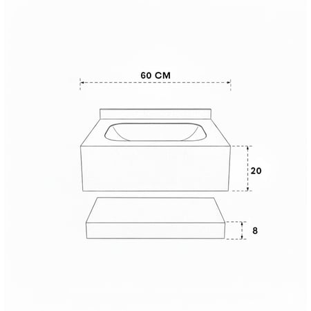 مغسلة بورسلان حوض سيراميك OS196  مقاس 60 سم لون ترافرتينو بيج غامق 120107 خشبي 120102