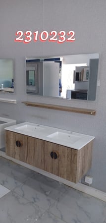 مغسلة خشب لون خشبي مقاس 120سم