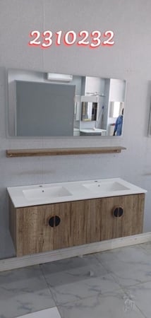 مغسلة خشب لون خشبي مقاس 120سم