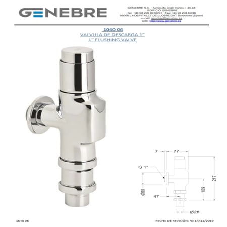 سيفون ضغط 06 1040 اسباني GENEBRE كروم جداري خارجي