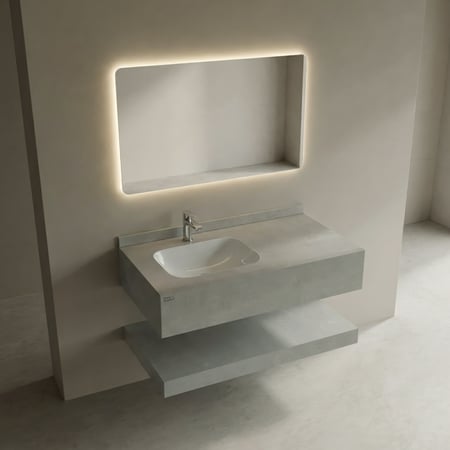 "مغسلة بورسلان حوض ليزر OS176 مقاس 100 سم رمادي منقط لامع "