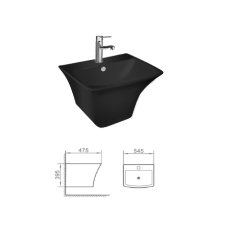 مغسلة سيراميك تعليق OS2120263-B اسود مربع 53*44*36 سم