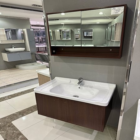 مغسلة دولاب خشب خشبي غامق