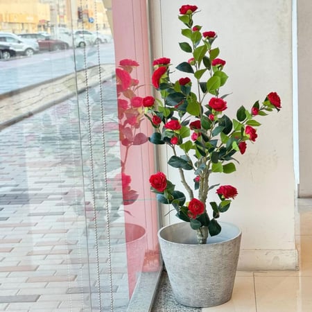 حوض بلاستيك للشجر رمادي فاتح