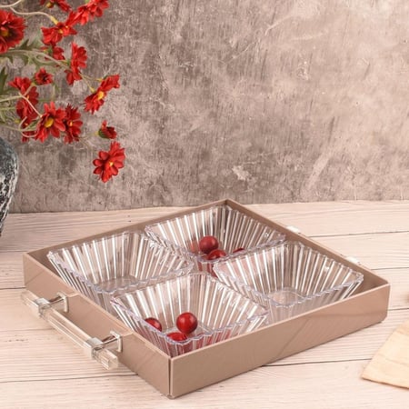صحون مكسرات رباعي بغطاء اكريلك