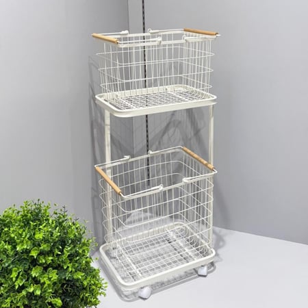 سلة تنظيم بيد خشب