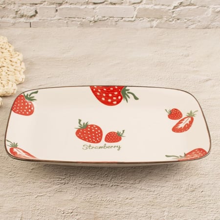 صحن مستطيل رسمة فراولة