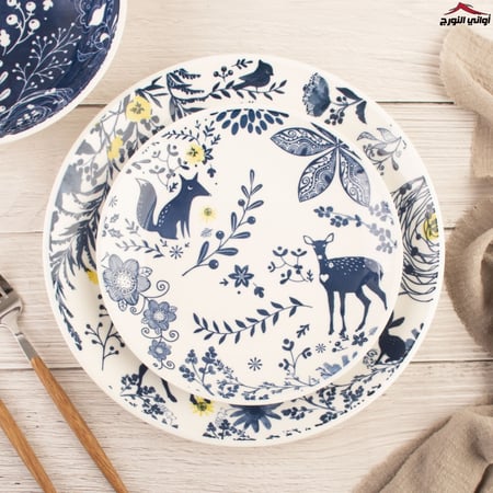 طقم سفرة 18 قطعة رسم سنجاب مع غزال