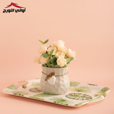 صينية للتقديم مستطيل شكل أوراق شجر خضراء