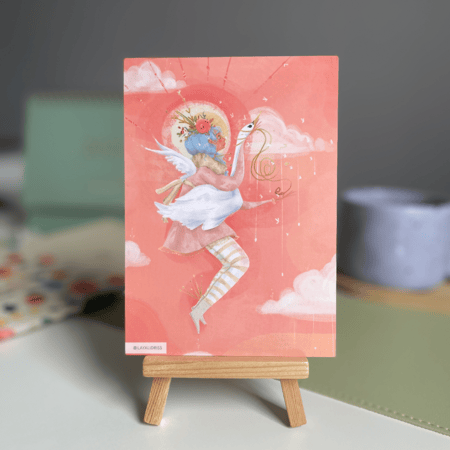 بطاقة بريدية - فتاة مع طائر البجع Post Card - A Girl With a Swan