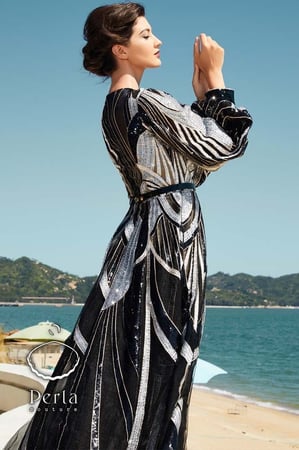 فستان تول كلوش شك كامل و تطريز مع بطانه داخليه قصيره