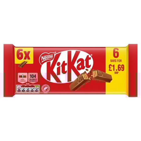 كيت كات 2 اصابع بسكويت شوكولاتة الحليب 6 قطع بريطانيا KitKat 2 Finger Milk Chocolate