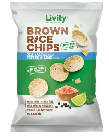 رقائق الارز البني الكامل بملح بحري وفلفل ونكهة الليمون خالي من الجولوتين 60 جرام