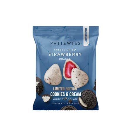 باتيسويس الفراولة المجففة بالتجميد كوكيز كريمي 50جرام