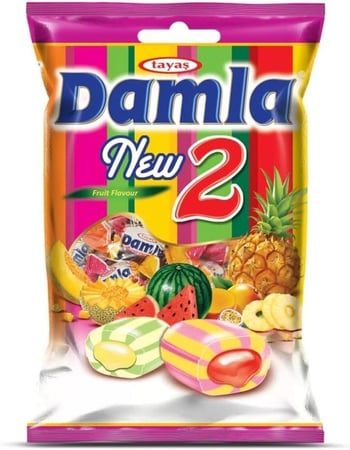 حلوى داملا نيو 2 بنكهات الفواكه الاستوائية  800 جرام - Tayaş Damla New 2 Fruit Flavor