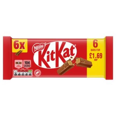 كيت كات 2 اصابع بسكويت شوكولاتة الحليب 6 قطع بريطانيا KitKat 2 Finger Milk Chocolate