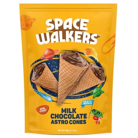 سبيس ولكرز اقماع بسكويت ويفر صغيرةالشوكولاتة بالحليب أسترو 90 جرام