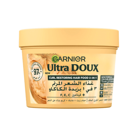 غارنييه ألترا دو قناع الشعر المغذي 3 في 1 بزبدة الكاكاو - 390 مل