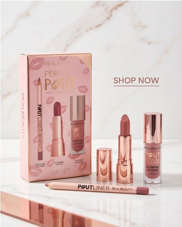 ريل بيوتي طقم محدد+روج ثابت+جلوس شفايف