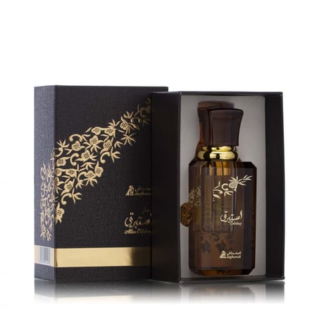 دهن استبرق يأتي في عبوة انيقة تكسوها الفخامة يستخدم للجنسين حجم 12مل