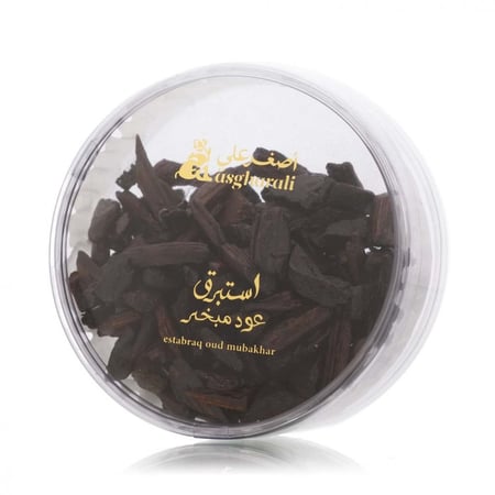 عود استبرق مبخر من اصغر علي , بحجم 30 غرام رقائق صغيرة برائحة العنبر